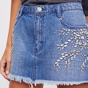 NWT Free People REVOLVE Jeweled Denim Skirt